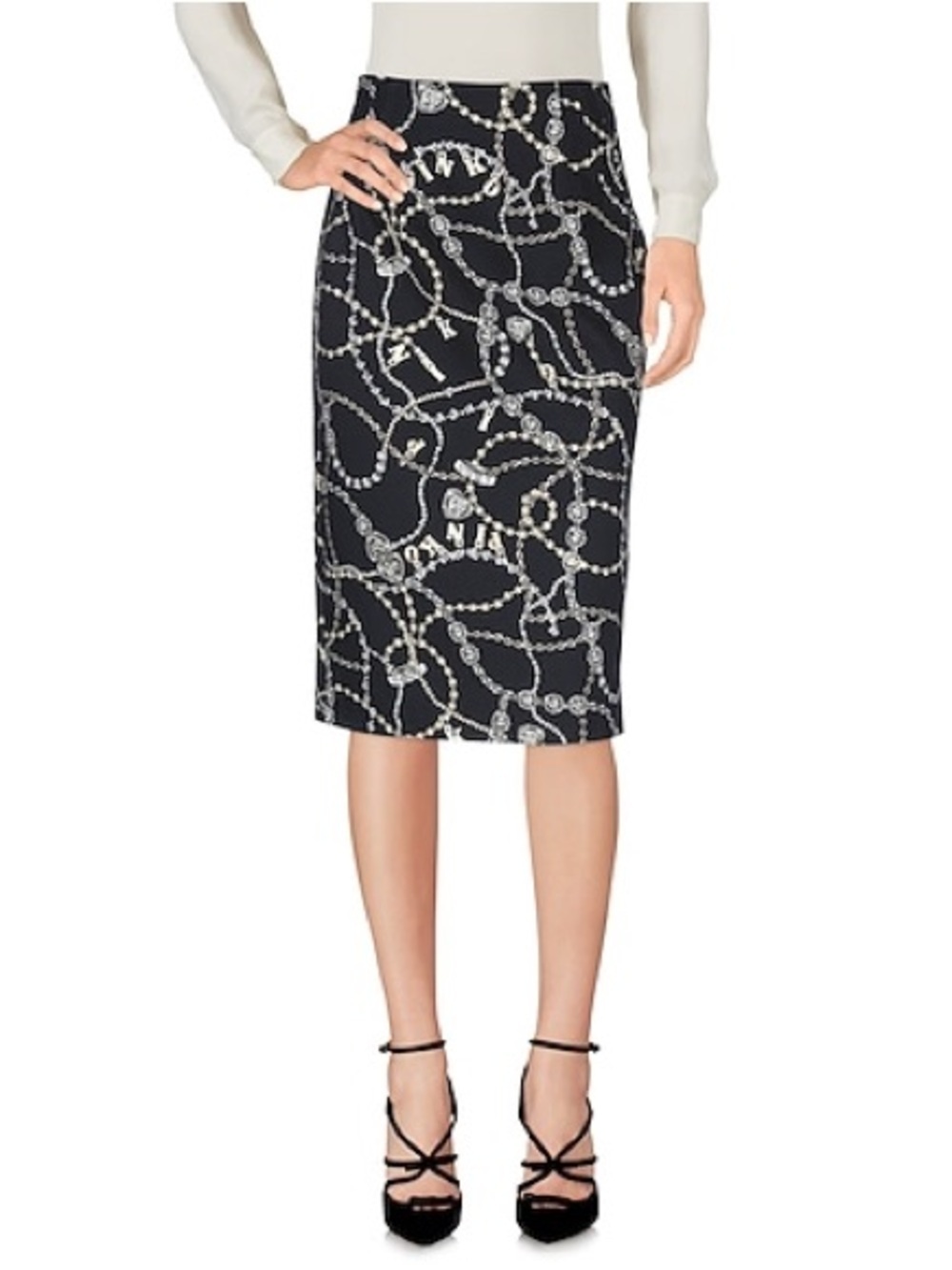 NWT Pinko Chain Jewelry Diamond Print Pencil Skirt UK 4 US 0